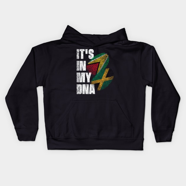 Jamaican And Guyanese Mix DNA Flag Heritage Kids Hoodie by simonStufios